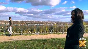 Christina, the petite 18+ milf brunette, unleashes wild energy in her first French video with natural tits and small waist.