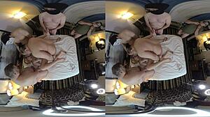 Hey, check out this wild VR cowgirl gangbang with hairy wife riding