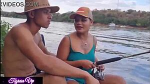 two hung guys stuff tigresa vip's ass while her favorite sister-in-law mia watches