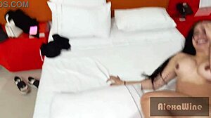 Hot latina teen with perfect ass sucks and rides big cock wildly!