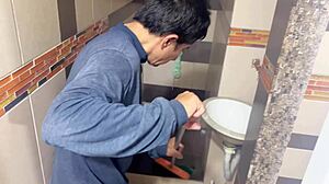 Christmas Sex with Wet Latina Amateur Licking Gaping Pussy in Shower Bath