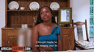 cute ebony teen 18+ gets tricked by big cock american tourist into rough doggystyle fucking with deepthroat in homemade interracial scene.