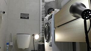 Tattooed Sexy Tight Shaved Pussy Petite 18+ Alia in the Bathroom Takes off Her Panties to Show Her Pussy and Bare Ass