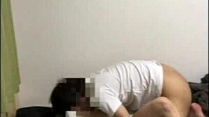 Black-haired short-haired girlfriend asks during work if she can lick it, leading to intriguing japanese moment