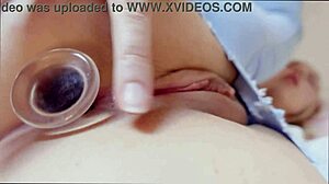 big ass blonde trains tight pink asshole with buttplug in jeans till gaping anal orgasm and creampie