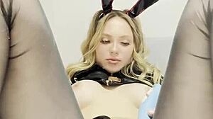 cute bunny caresses her clit and labia having fun like that 😘
