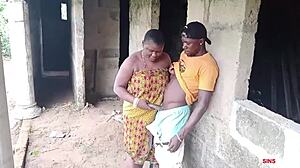 new electrician bangs curvy madam doggystyle outside factory house with wet pussy orgasm