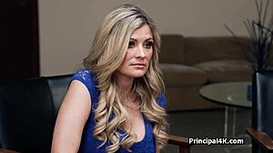 busty blonde milf housewife deepthroats and bounces on principals hard cock at office