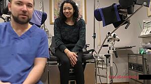 Brunette latina yasmine wood gets petite ass fingered close-up during tampa university entrance physical with orgasm