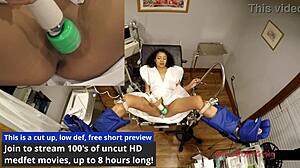 Brunette latina yasmine wood gets petite ass fingered close-up during tampa university entrance physical with orgasm