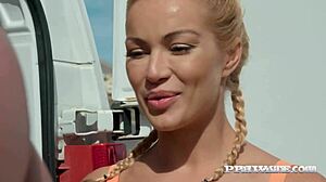 blonde babe cherry kiss squirts outside and gets facial in private com video