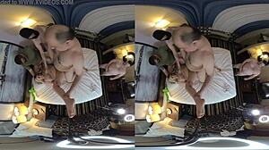 Hey, check out this wild VR cowgirl gangbang with hairy wife riding