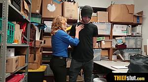 Blonde milf security guard dominates thief with rough doggystyle fucking