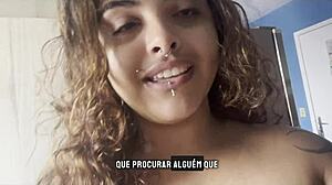 taking coffee naked with big breasts chatting to the camera