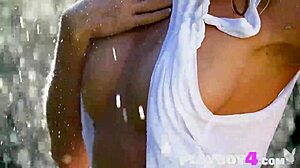 Oh man, this beautiful wet milf Cara Mell is showing off her perfect body in a hot outdoor striptease and posing session