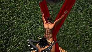 gladiator dominates with big tits and ass in monster play