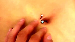 Intense finger play in beautiful navel!