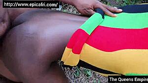 Asuu strike goes wrong when two first year students fuck hard in the bush with wet ebony pussy bent over doggystyle