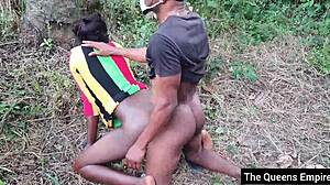 Asuu strike goes wrong when two first year students fuck hard in the bush with wet ebony pussy bent over doggystyle