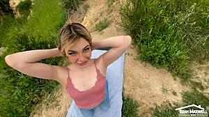 teen fucks bbc in public with risky sex and monster cock action outdoors