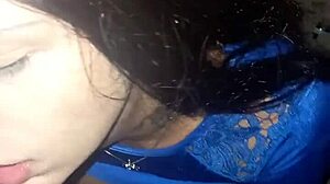 Brunette Brazilian transsexual plays sensually in parking lot