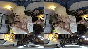 Hey, check out this wild VR cowgirl gangbang with hairy wife riding