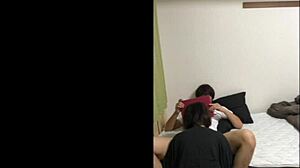 Black-haired short-haired girlfriend asks during work if she can lick it, leading to intriguing japanese moment