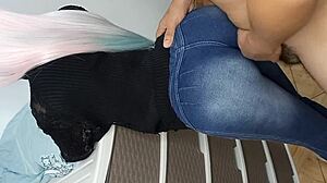 Look at my big virgin ass in these jeans, my horny stepdaughter says, lifting it for my huge thick cock in eager anal action over 18.