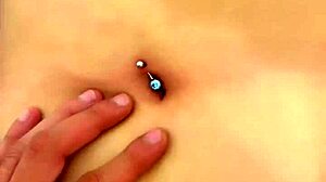 Intense finger play in beautiful navel!