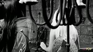 threesome lesbians in fairy costumes dive into interracial pussy eating with dildo toys and fingering fun.