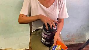 girl get punished for stealing with rough wet pussy pounding in garage submissive style