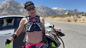 that blonde babe whitney with shaved pussy and bubble butt takes monster big cock for pov creampie in cycling movie scene