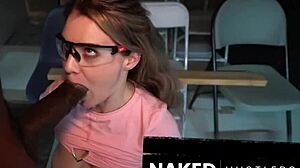 Slutty teacher in miniskirt costume bends over for big black cock deepthroat and cowgirl riding until wet pussy cums.