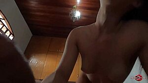 Naughty blonde wets pink pussy on skinny dick?