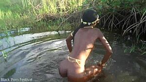 Hot skinny African village girl walking naked in her village probably looking for some dick 😏