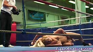 Hey, are these glam babes really wrestling and fighting while licking each other's pussies in a hot European matchup?