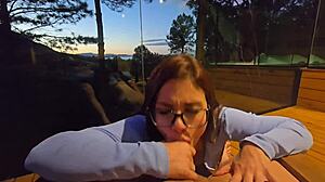 Taking the Young Chick to a Mountain Cabin for Outdoor Sex with Amazing Views and Cumming in Her Mouth Part 2