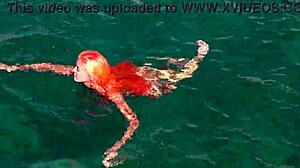 Blue Water And A Naked Girl With Shaved Pussy Wet Skinny Tits In Outdoor Public Flashing