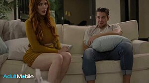 why does lauren phillips suck stepson dante colle's hard cock before he pounds her pierced natural tits and trimmed pussy on sofa?