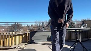 I feel so thrilled as this little 18+ redhead slut gives fast handjob and blowjob outdoors