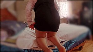 Hey this hot milf asks her stepson for a butt massage when no one's home