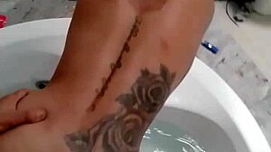 prostitute gives sloppy blowjob then fucks pussy in hotel hot tub