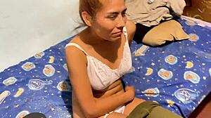 girl get punished for stealing with rough wet pussy pounding in garage submissive style