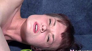 hey victoria wet, play with that dildo naked on the couch solo