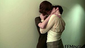 Horny Lesbian Brunette Teen Fucked With Strapon In Orgasm Scissoring Threesome