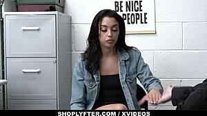 Oh wow, shoplyfter catches hot teen Vanessa Sky deepthroating security's big cock 😏🚨