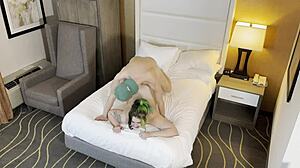 This very sexy green-haired goth bends over for hardcore fucking in her big ass and tight pussy.