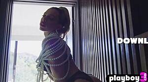 Beautiful blonde exposes perfect big tits