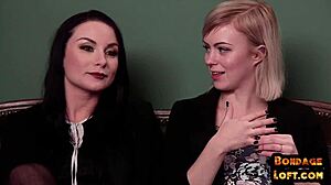 Bound babe in lingerie faces domination in intense threesome leading to facial finish