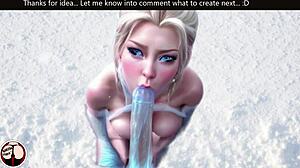 Princess Elsa says to the Night King you like cold weather so how about this big dick blowjob in the snow?